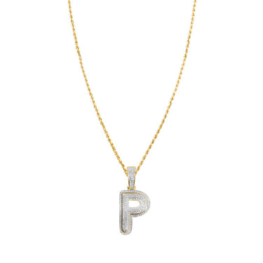 White Diamond P Pendant in 10k Yellow Gold .29 Ctw